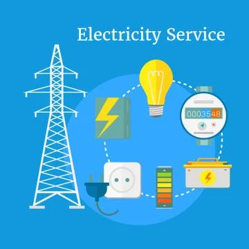 Electricity Service Flat Design Stock Illustration