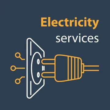 Electricity services concept, socket and plug connecting, electrical outlet,  イラスト素材