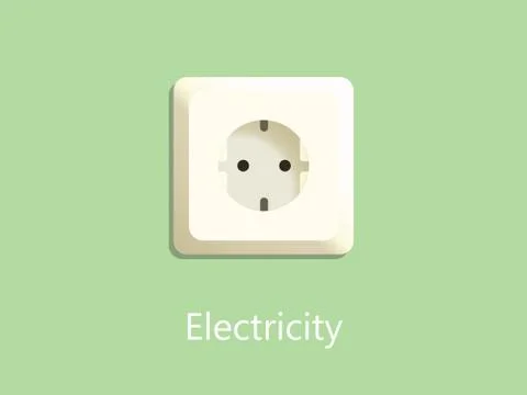 Electricity socket plug on green background with text イラスト素材