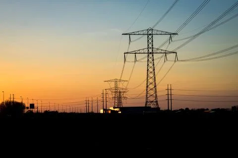 Electricity at Sundown Stock Photos