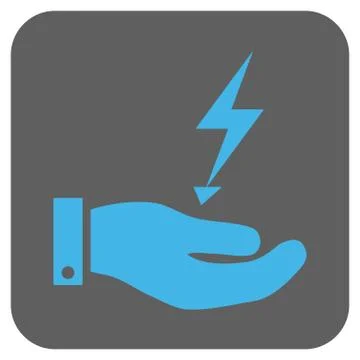 Electricity Supply Hand Rounded Square Vector Icon Stock Illustration