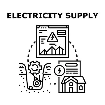 Electricity supply system providing power to residential buildings 스톡 일러스트