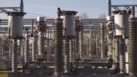 Electricity supplying power station Stock Footage 129741378