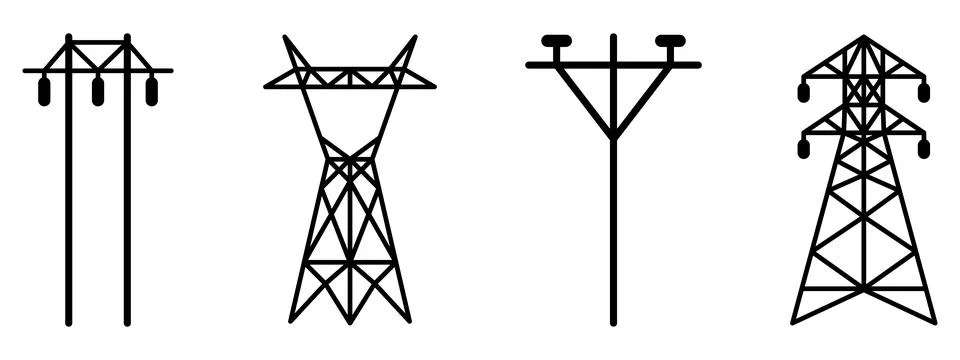 Electricity Tower icon vector set. Transmission Tower illustration sign col.. Stock Illustration