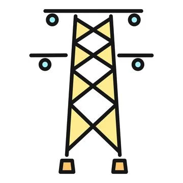 Electricity tower transmitting energy line icon Stock Illustration