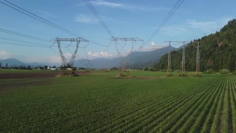 Electricity towers front 2nd Stock Footage 200860365