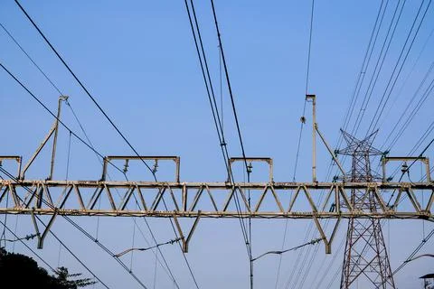 Electricity on train lines Stock Photos
