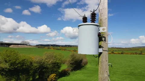 Electricity Transformer clockwise orbit close Stock Footage 238524575