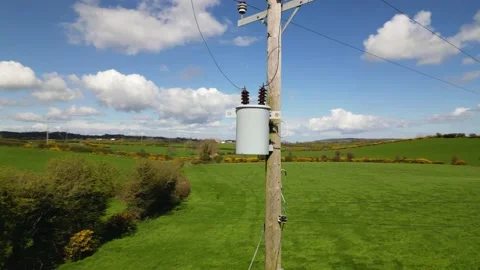 Electricity Transformer drone footage anticlockwise orbit Stock Footage 238524582