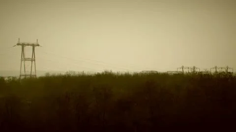 Electricity transmission lines Stock Footage