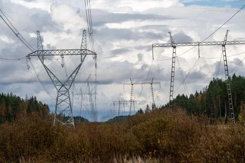Electricity transmission network Stock Photos