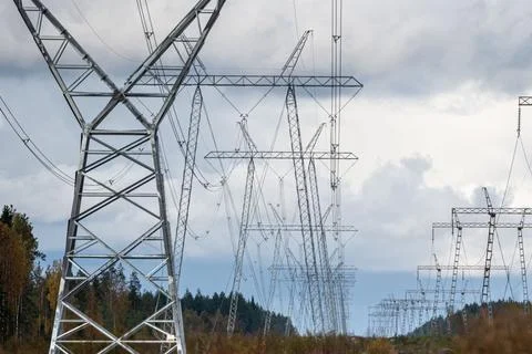 Electricity transmission network Stock Photos
