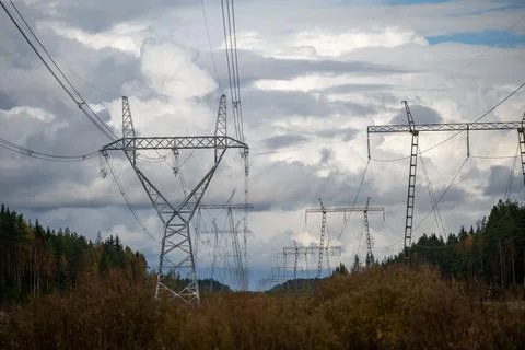 Electricity transmission network Stock Photos