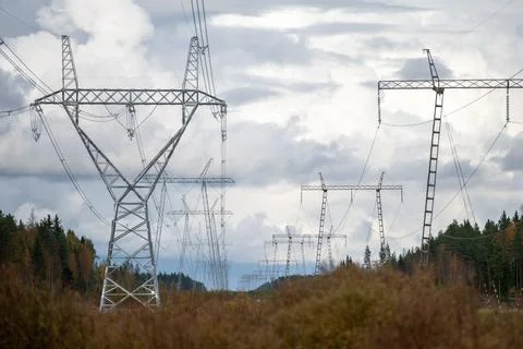 Electricity transmission network Stock Photos