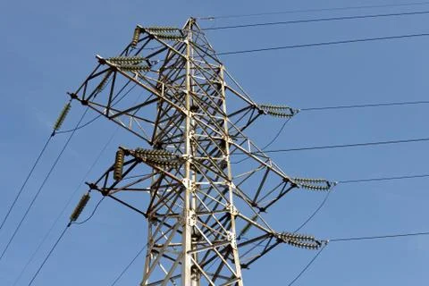 Electricity transmission tower Foto stock