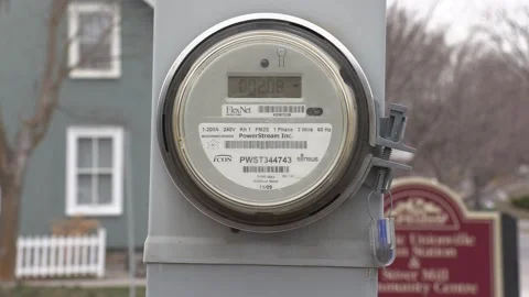 Electricity usage digital smart power meter on city street. Stock Footage 151727761