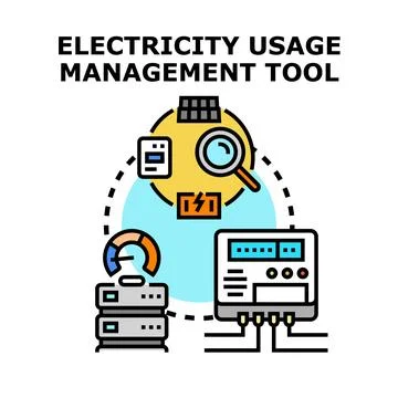 Electricity usage management tool concept illustration for energy efficiency Illustrazione stock