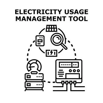Electricity usage management tool concept illustration for energy efficiency Ilustração Stock