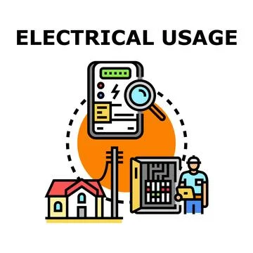 Electricity usage measuring calculating and controlling service Stock Illustration