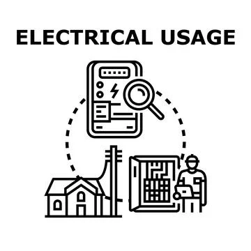 Electricity usage measuring calculating and controlling service Stock Illustration