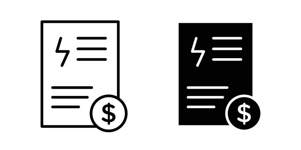 Electricity utility bill icon bundle for website design projects Stock Illustration