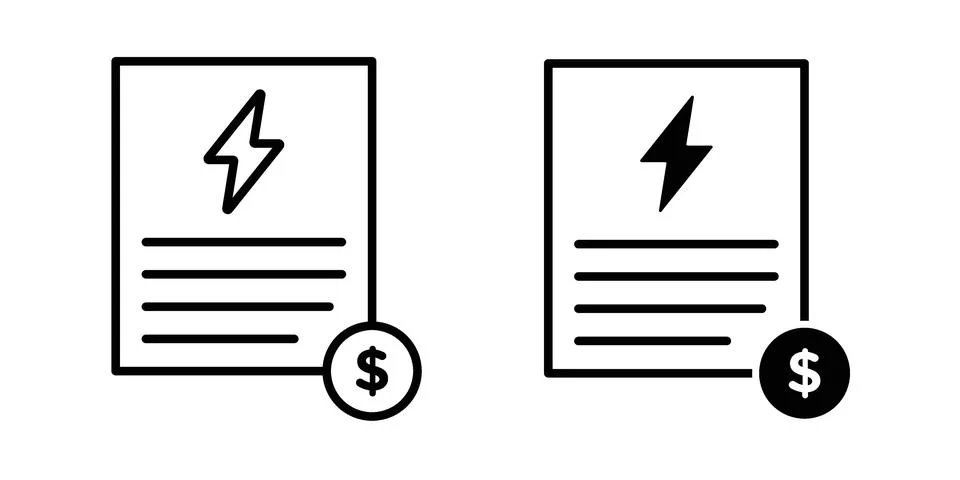Electricity utility bill icon for web projects Illustrazione stock
