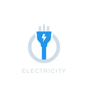 Electricity vector icon with electric plug Stock Illustration
