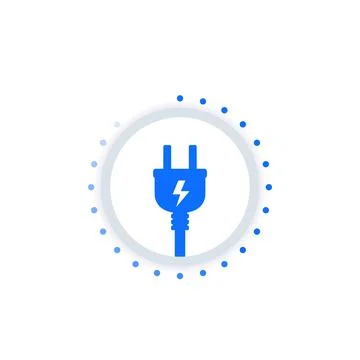 Electricity vector icon with an electric plug 스톡 일러스트