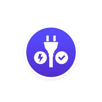 Electricity vector icon with electric plug Stock Illustration