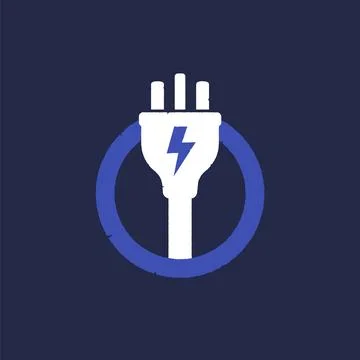 Electricity vector icon with an electric plug Stock Illustration