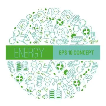 Electricity vector pattern earth power electrical bulbs energy of solar panels Stock Illustration
