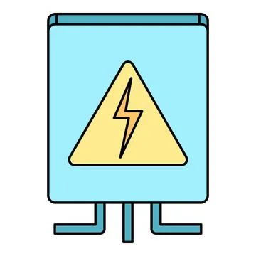 Electricity warning sign on power box with connections Stock Illustration