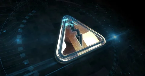 Electricity warning symbol 3d digital concept loop Stock Footage 329848347