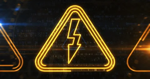 Electricity warning symbol loop digital concept Stock Footage 329848405