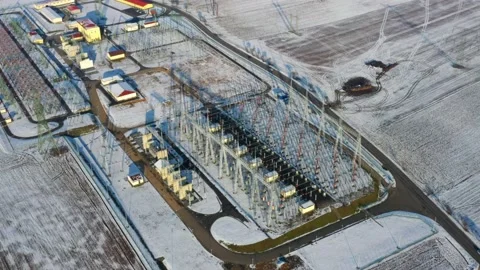 Electricity in winter. Stock Footage 148502600