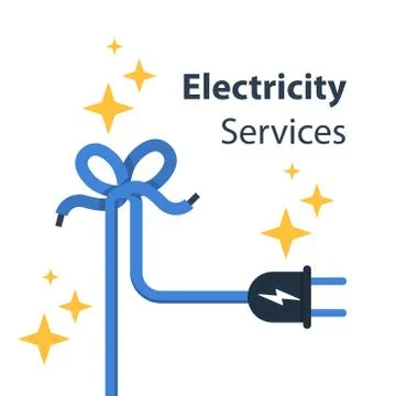 Electricity wire with knot and plug, repair and maintenance Stock Illustration