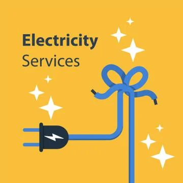 Electricity wire with knot and plug, repair and maintenance Stock Illustration