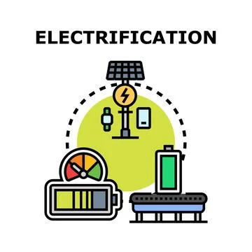 Electrification concept visualizing solar energy charging devices Stock Illustration