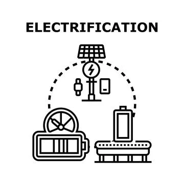 Electrification concept visualizing solar energy charging devices Stock Illustration