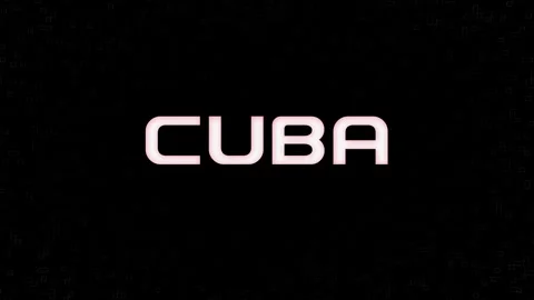 Electrified flashing CUBA animated graphic in white yellow and black Stock Footage 328293648