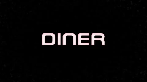 Electrified flashing DINER animated graphic in white yellow and black Stock Footage 327795951