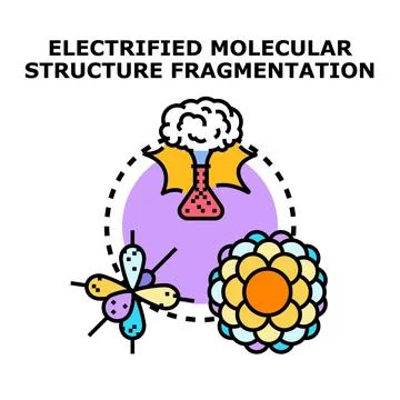 Electrified molecular structure fragmentation scientific concept Stock Illustration