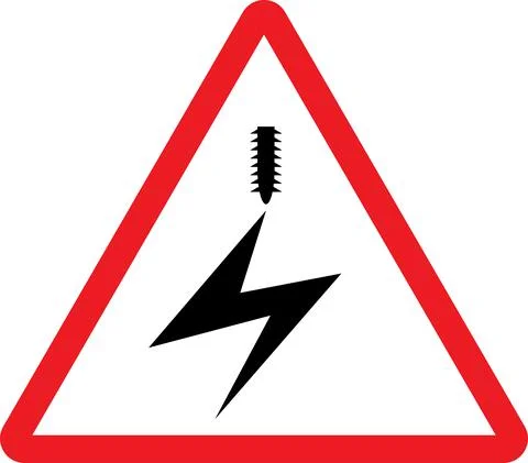 Electrified overhead cable warning sign. 스톡 일러스트