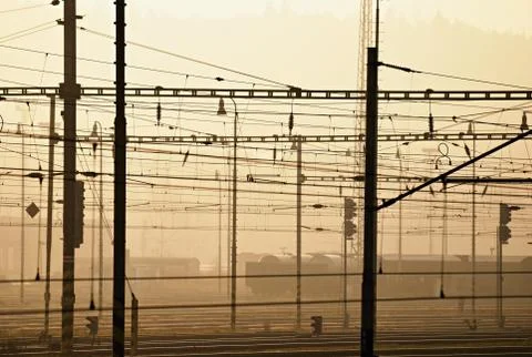 Electrified railway station Stock Photos