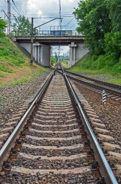Electrified track railway Stock Photos