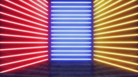 Electrifying Neon Symphony: A Odyssey of Red, Blue and Yellow Waves Stock Footage 306301139