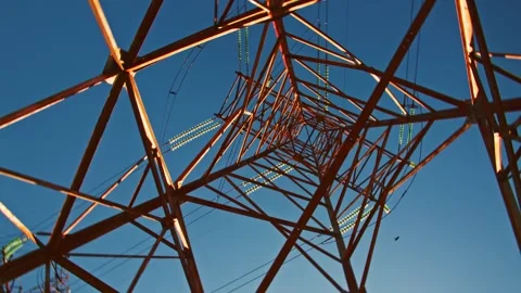 Electrifying Technology A 4K View of High Voltage Lines Stock Footage 254580388