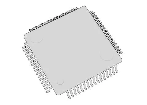 Electrionic Circuit Chip Package LQFP 3d illustration skecth outline 스톡 일러스트