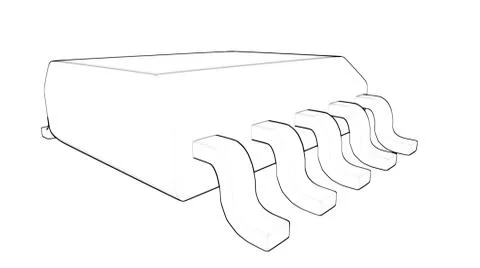 Electrionic Circuit Chip Package SSOP 3d illustration sketch outline Stock Illustration