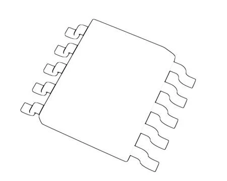 Electrionic Circuit Chip Package SSOP 3d illustration sketch outline Stock Illustration